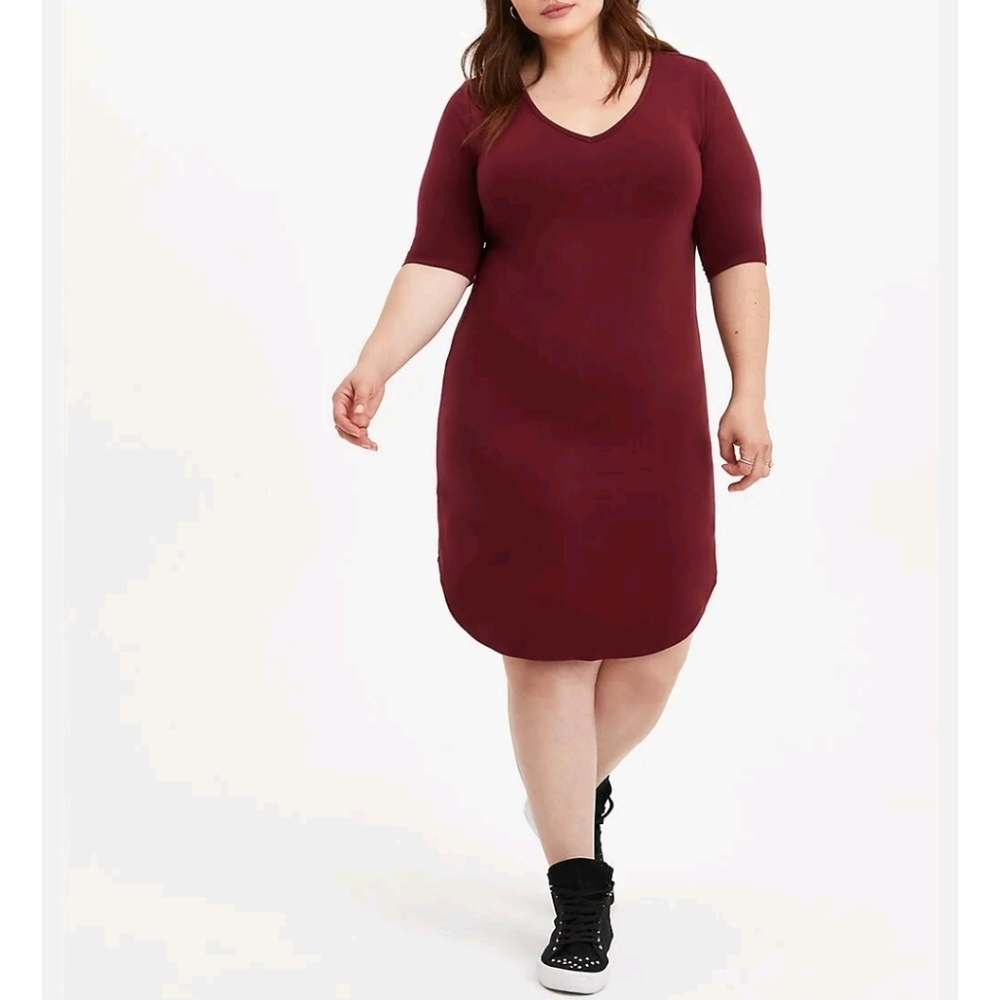 Torrid Original Super Soft Burgundy Slim Fit Tunic Dress Plus Size 2X